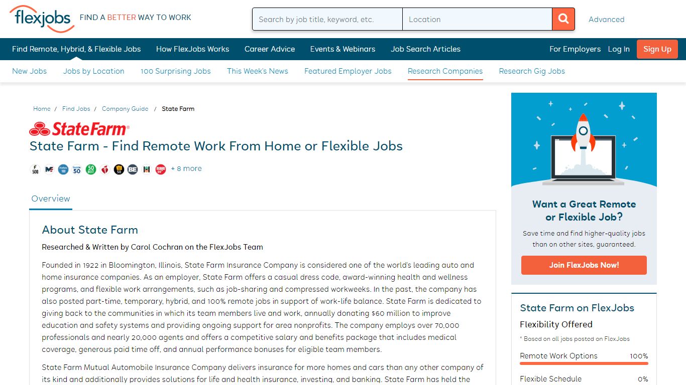 State Farm - Remote Work From Home & Flexible Jobs | FlexJobs